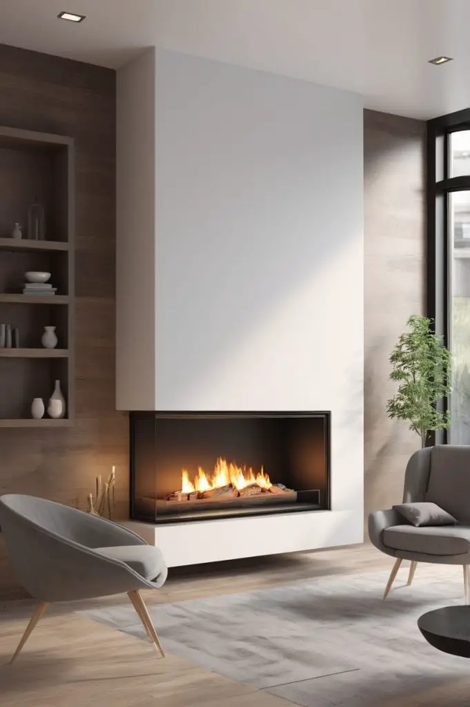 A modern fireplace