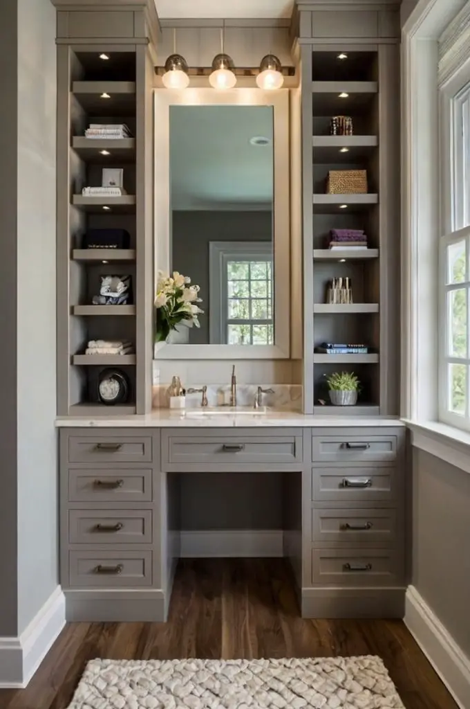 Built-In Vanity with Shelves