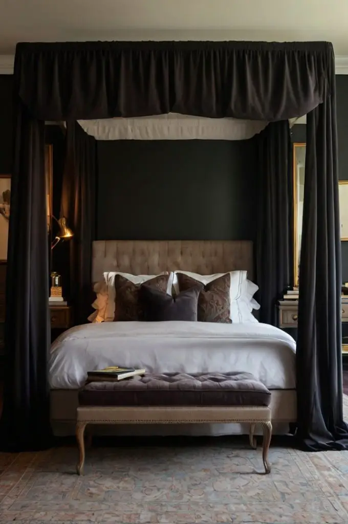 Canopy Bed with Dark Drapes