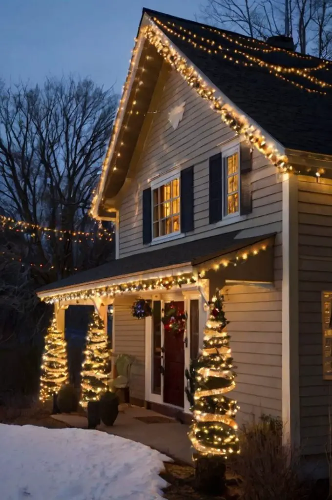 Classic String Lights Along the Roofline