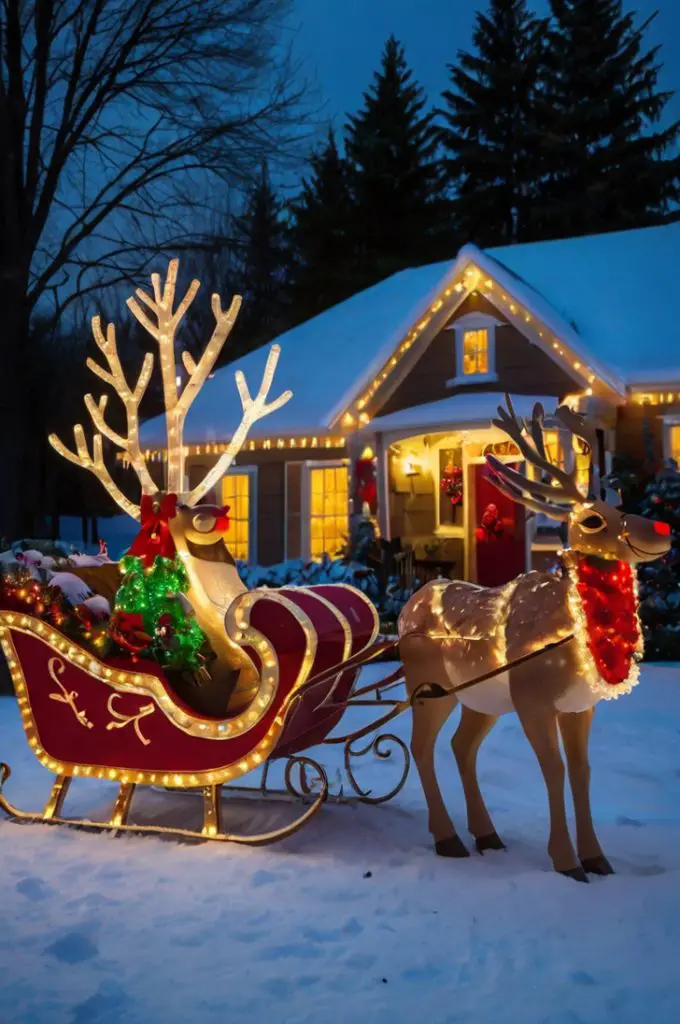 Light-Up Reindeer and Sleigh Displays