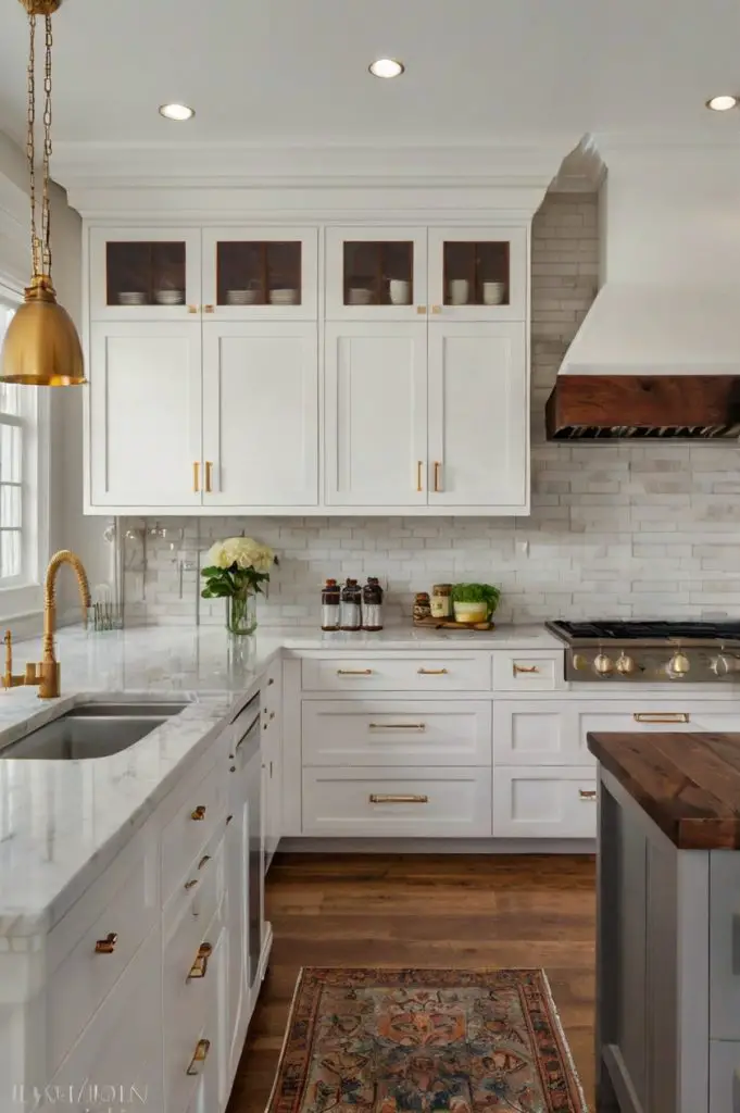 White Shaker Cabinets with Wooden Accents