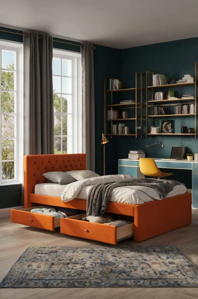 beds with storage drawers or foldable desks.