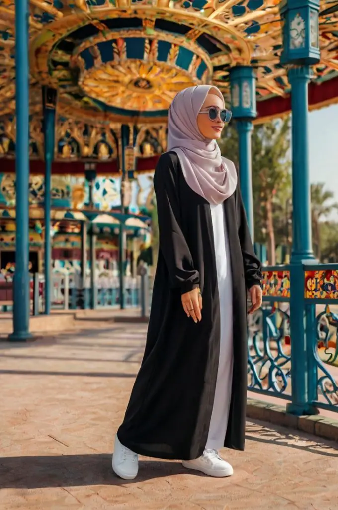 Abaya with Casual Sneakers