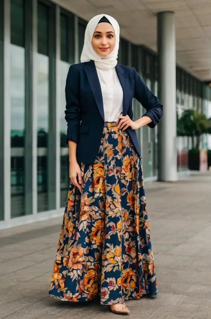 Blazer and Maxi Skirt Ensemble