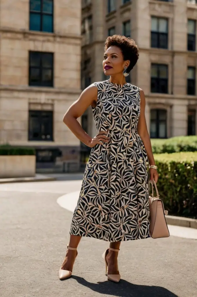 Chic Midi Dress with Statement Accessories