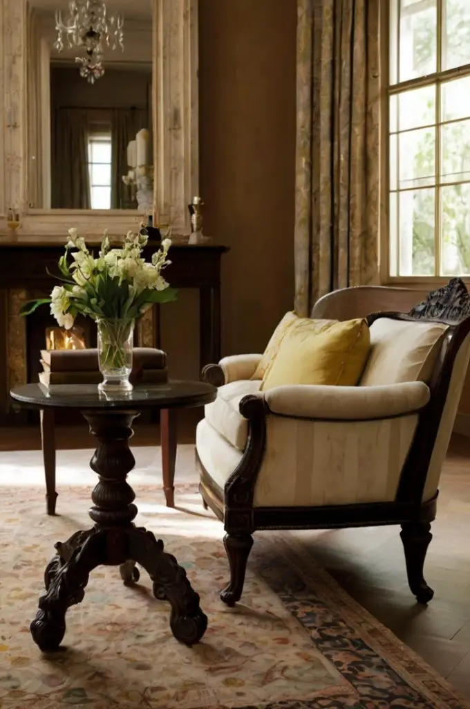 Classic Armchairs with Accent Tables