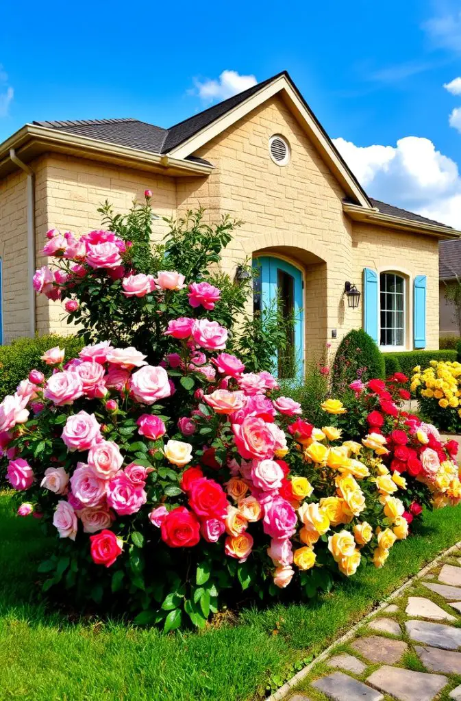 Colorful Rose Bush Groupings