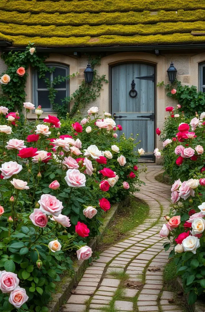 Cottage Garden Style with Mixed Roses