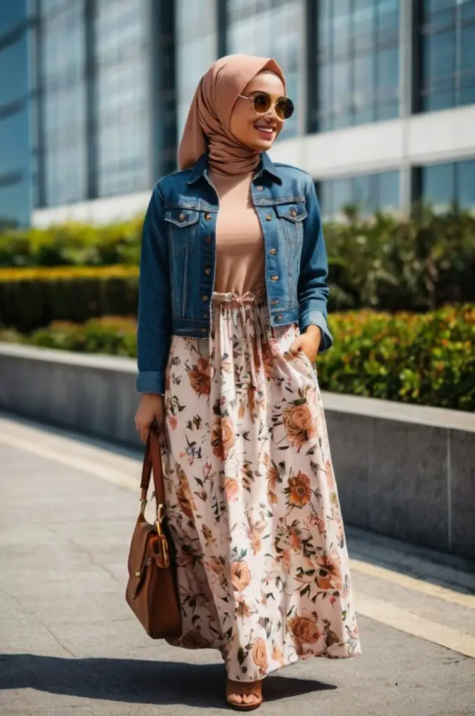 Denim Jacket with Maxi Dress