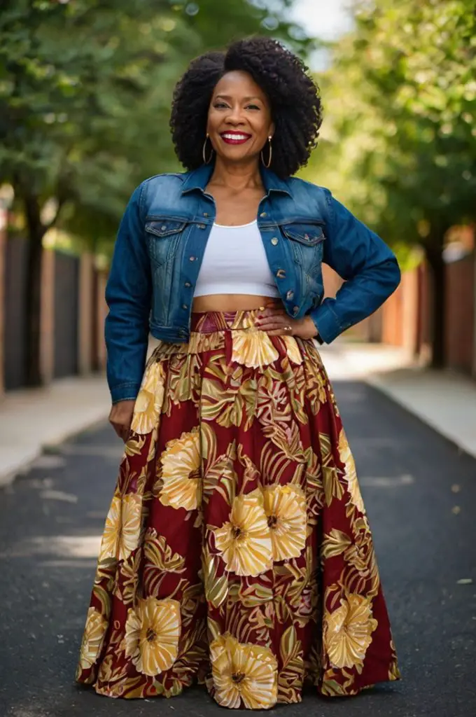 Denim Jacket with a Maxi Skirt