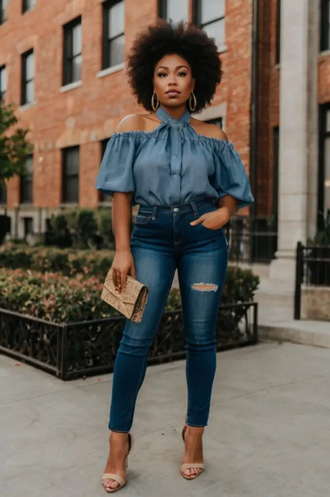 Denim and a Statement Blouse