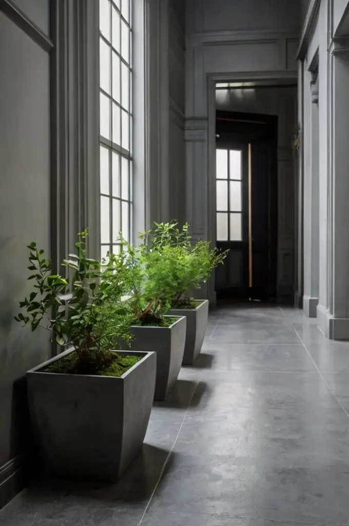 Greenery in Gray Pots