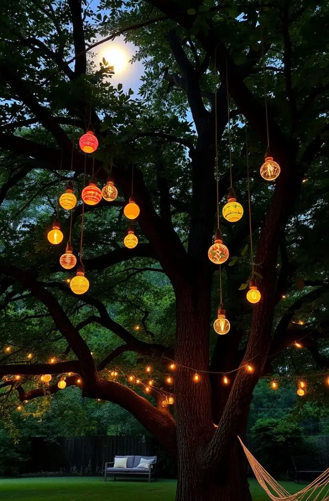 Hanging Bulbs from Trees