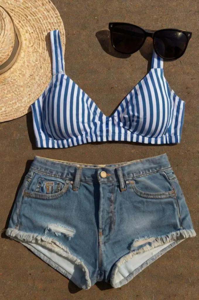 High-Waisted Shorts with a Bikini Top