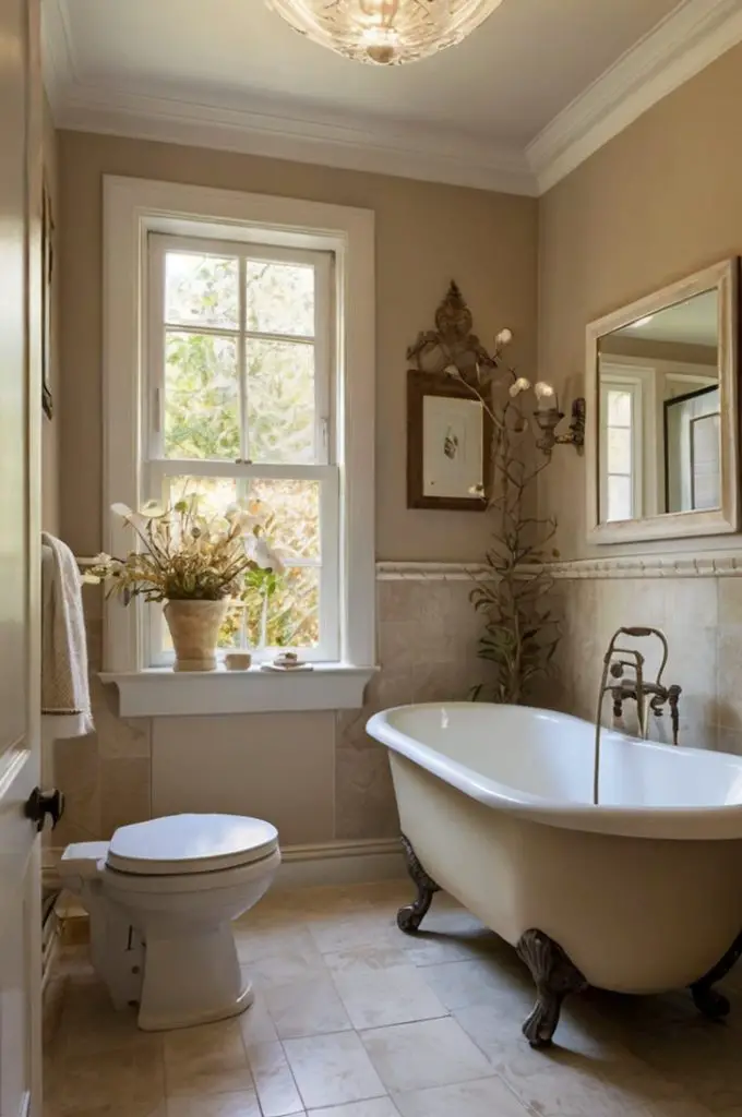 Incorporate Natural Light with a Beige Palette for Small Beige Bathroom Ideas