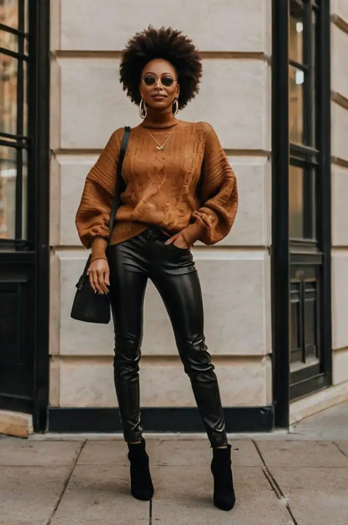 Leather Pants and a Cozy Sweater