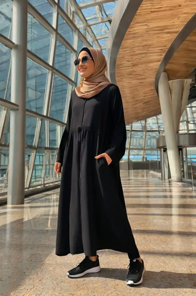 Lightweight Abaya with Sneakers