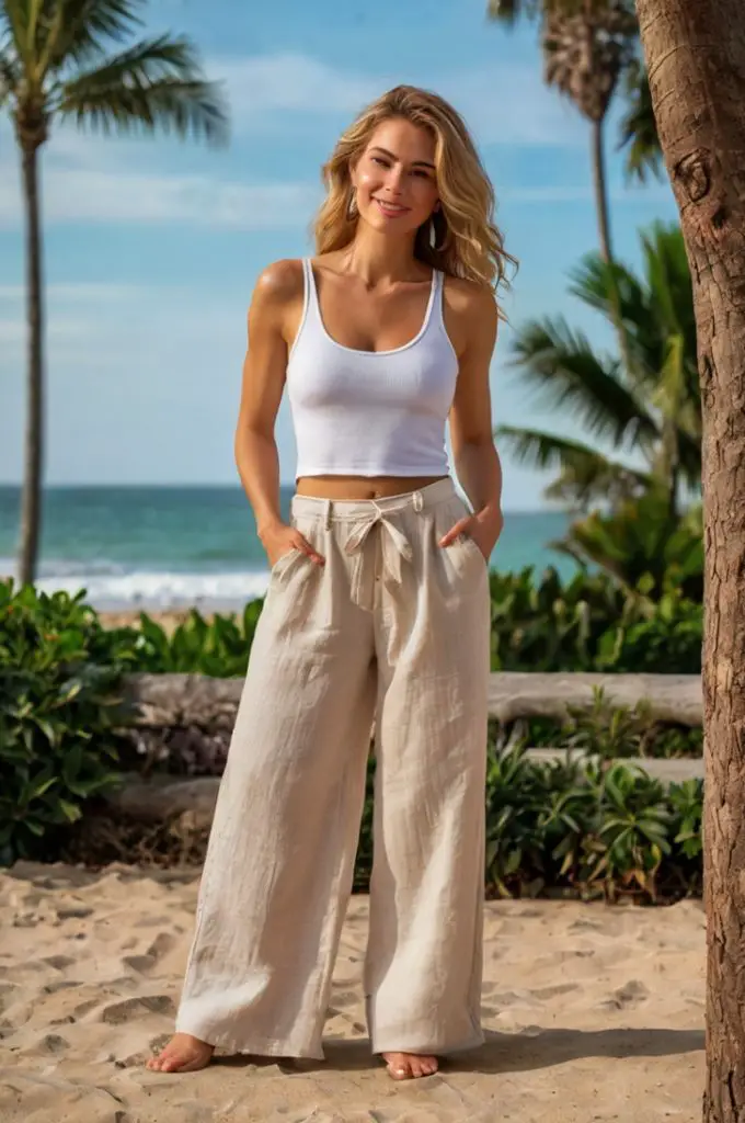 Linen Pants with a Tank Top