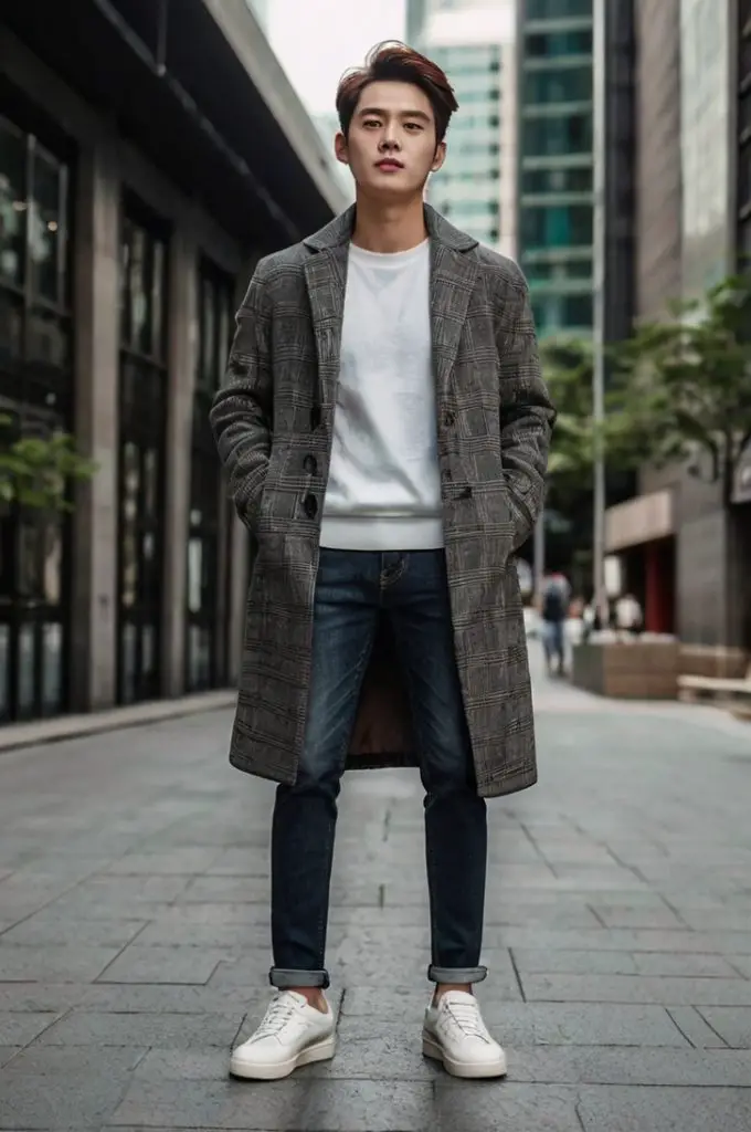 Long Coat with Slim-Fit Jeans