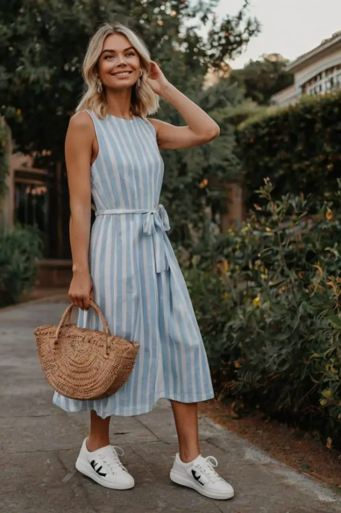 Midi Dress and Sneakers