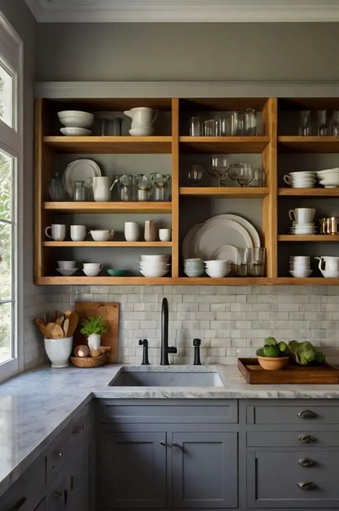 Mix Open Shelves with Closed Cabinets