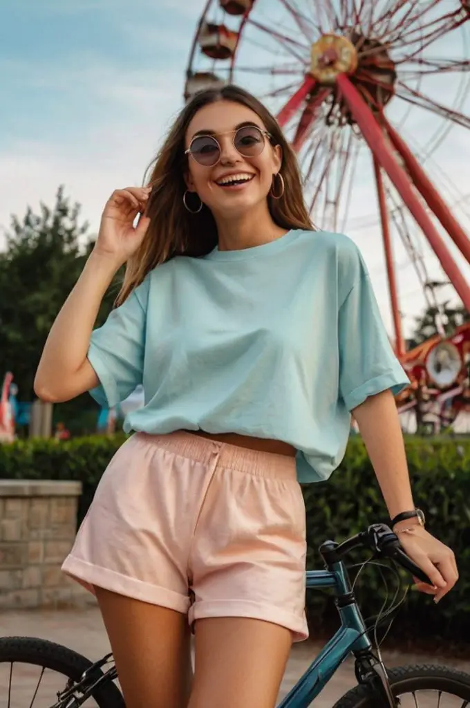 Oversized Shirt with Bike Shorts