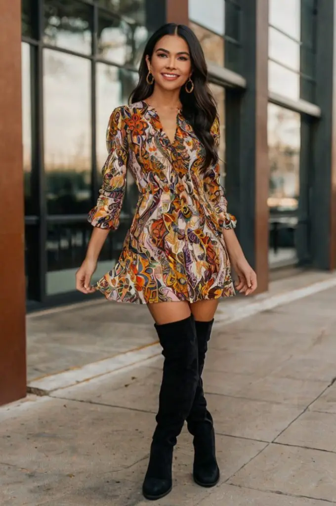 Printed Dress with Boots