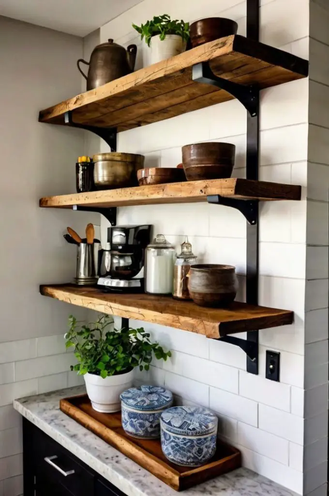 Rustic Wooden Shelves for a Farmhouse Feel