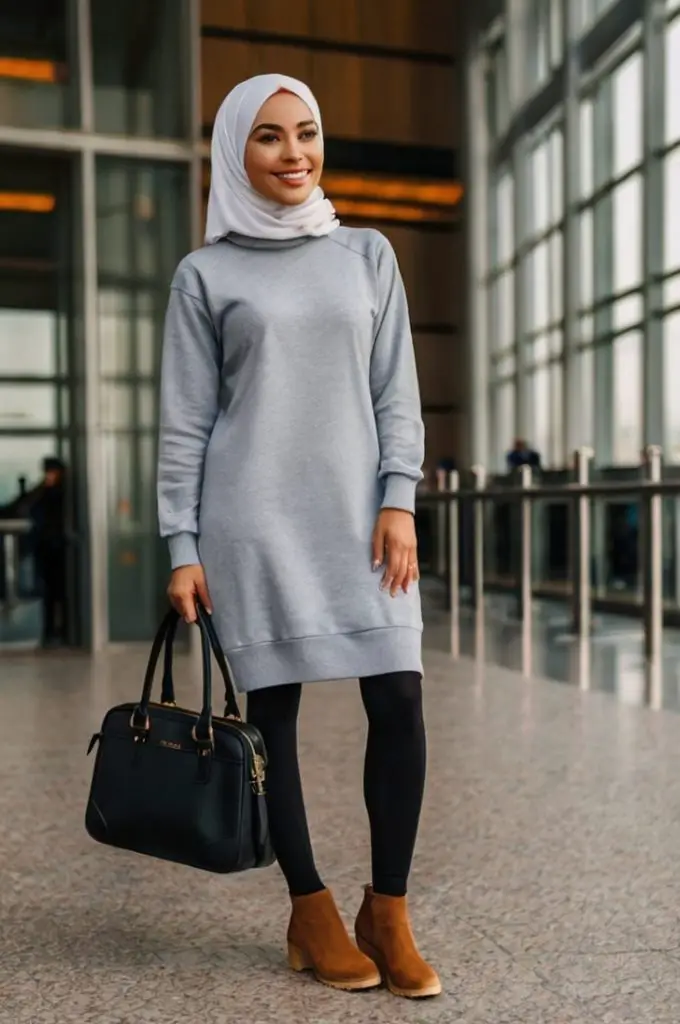 Sweatshirt Dress with Tights