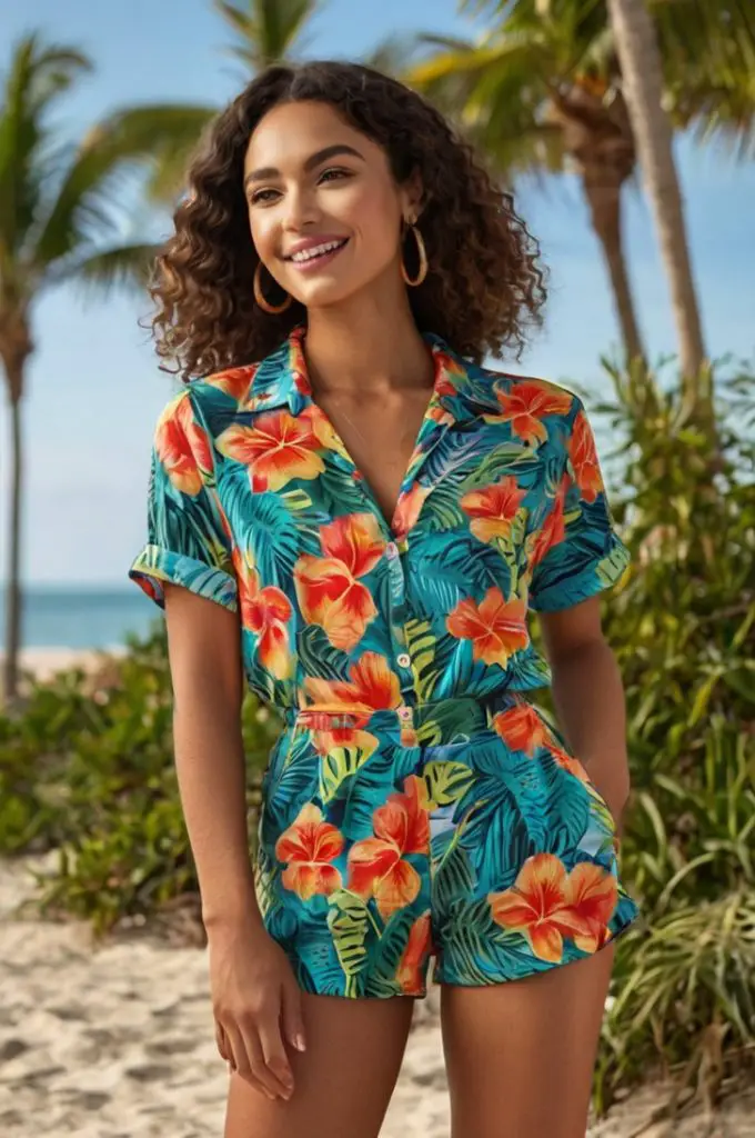 Tropical Print Shirt and Shorts