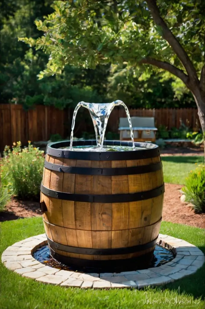 Whiskey Barrel Fountain