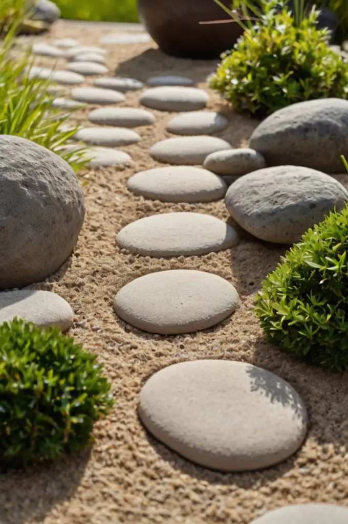 Zen Garden with Sand and Rocks