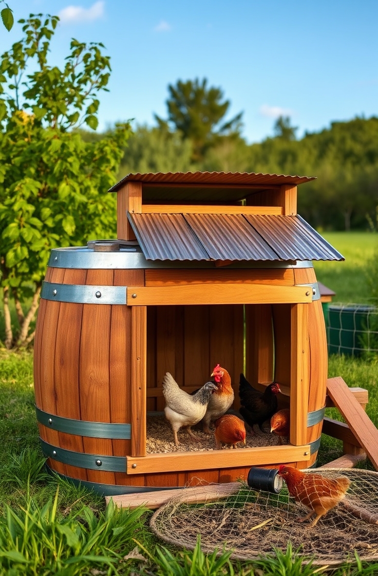 Barrel Chicken Coop