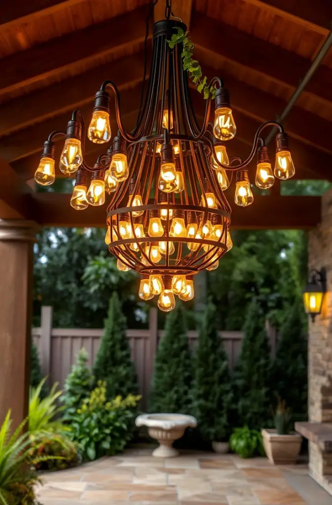 Clustered String Lights in a Chandelier Design