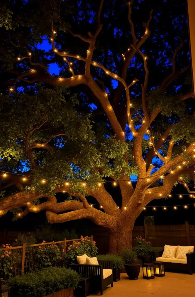 Draping Lights Over Trees or Plants