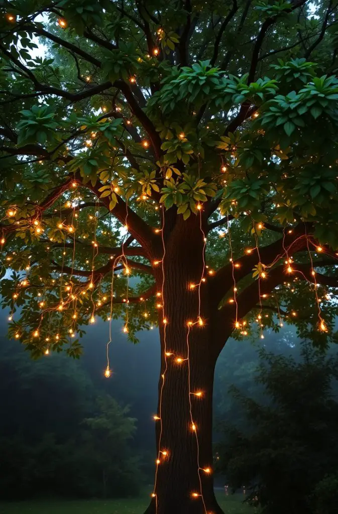 Fairy Lights Draped Over Canopies