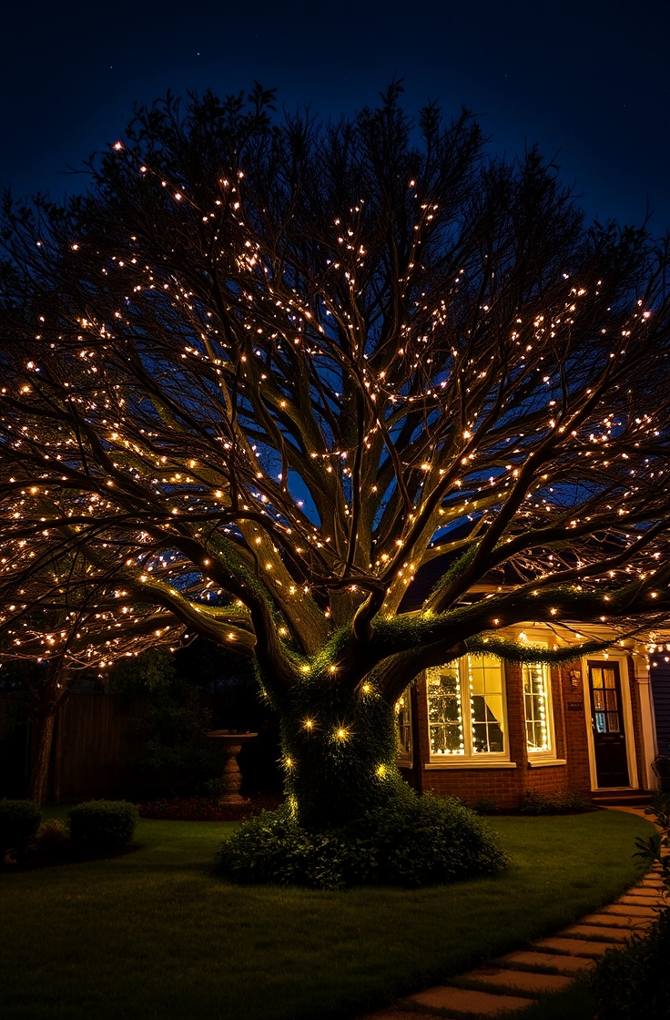 Photo inspiration: Picture Idea: 10 Front Yards Outdoor Tree Lighting Ideas For 2025