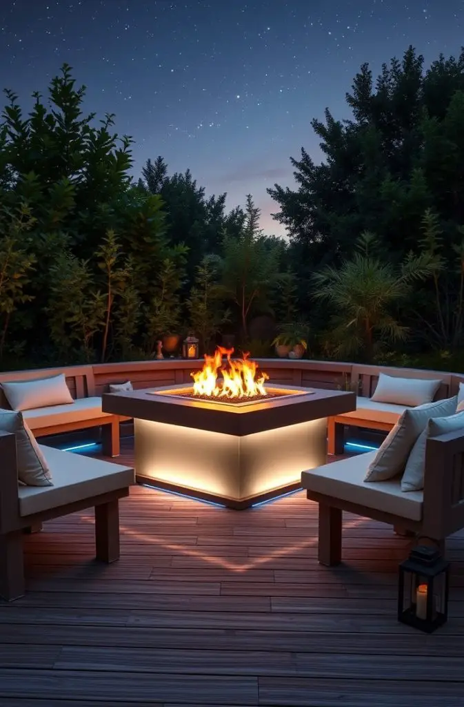 Fire Pits with Built-In Lighting