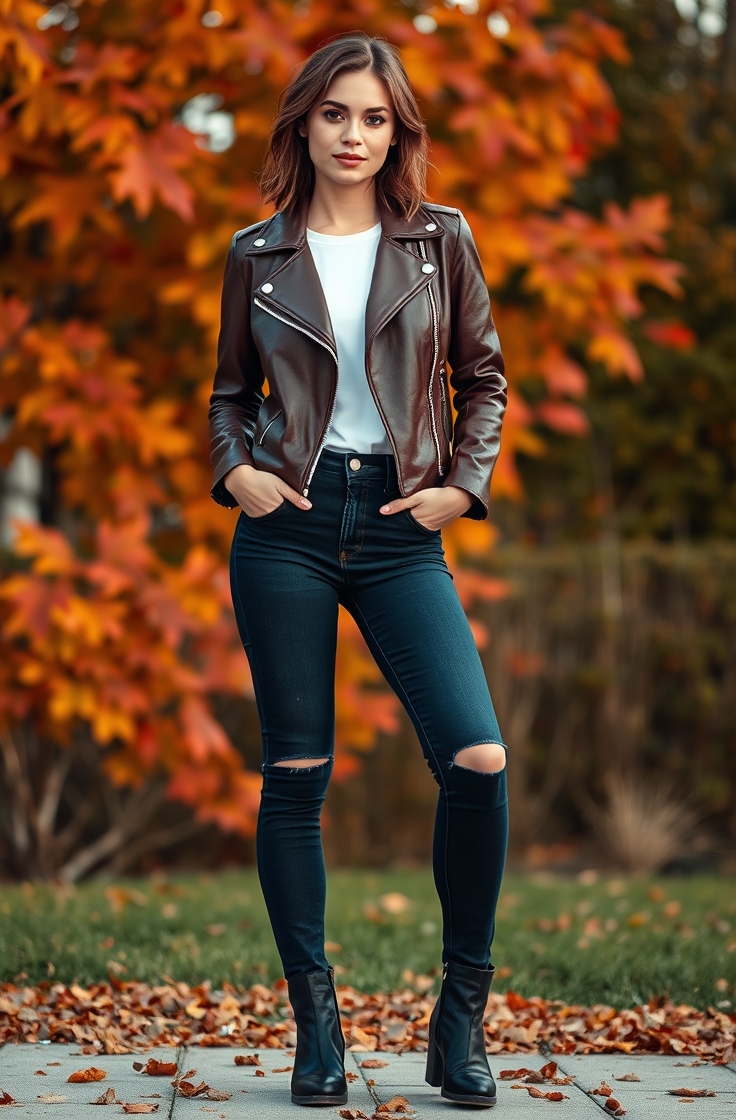 Leather Jacket and Skinny Jeans