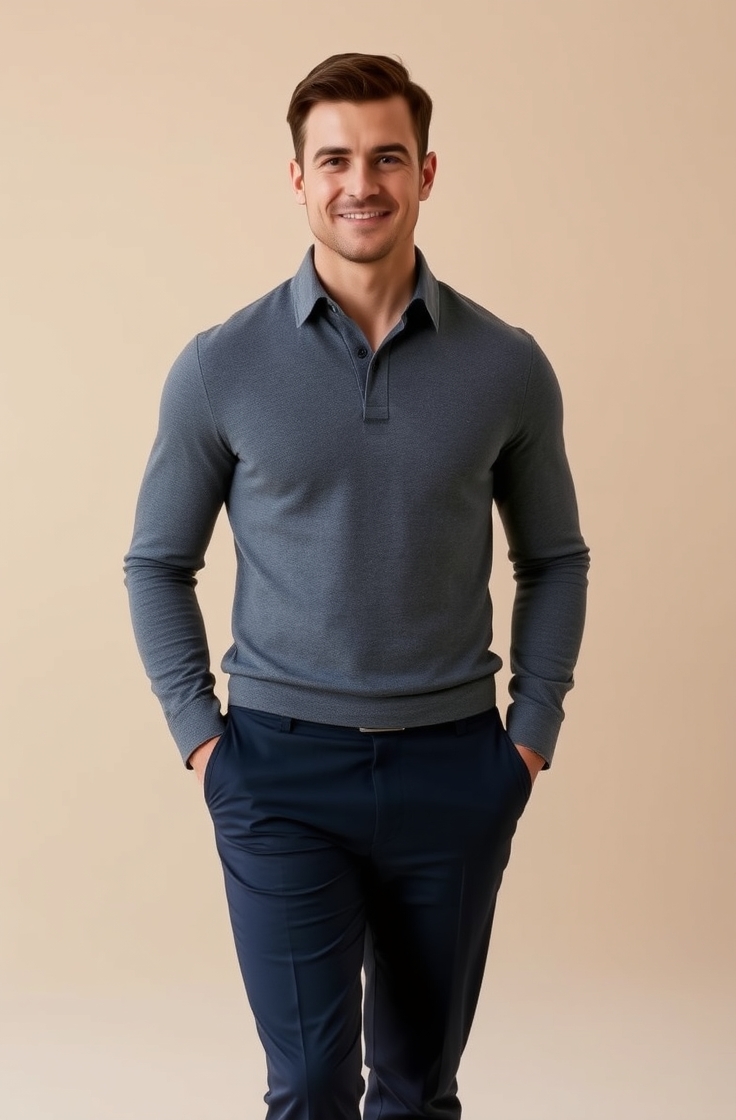 Merino Wool Polo with Slim-Fit Trousers