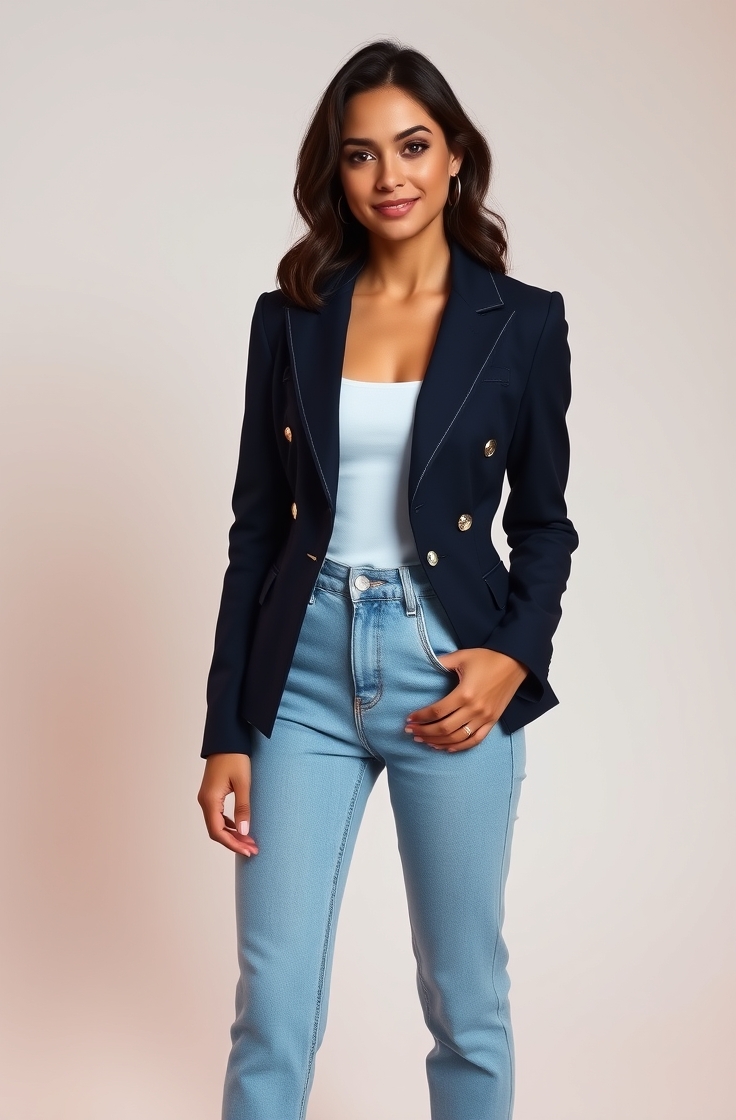 Chic Blazer with Straight-Leg Jeans