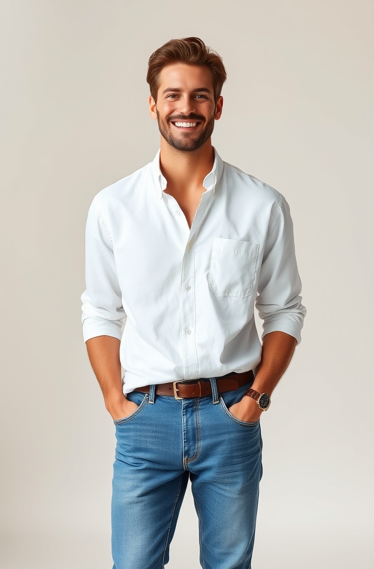 Classic White Shirt and Blue Jeans