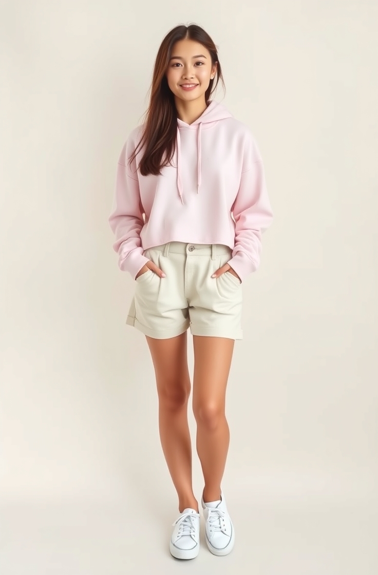 Cropped Hoodie with High-Waisted Shorts