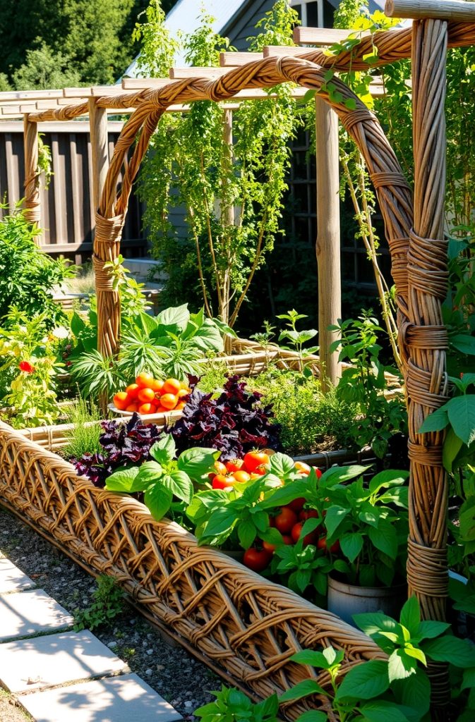 Woven Willow Fence gardening idea