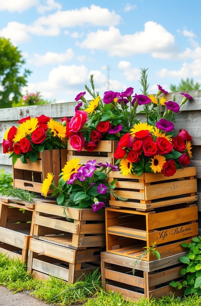 Repurposed Wooden Crates for Rustic Appeal