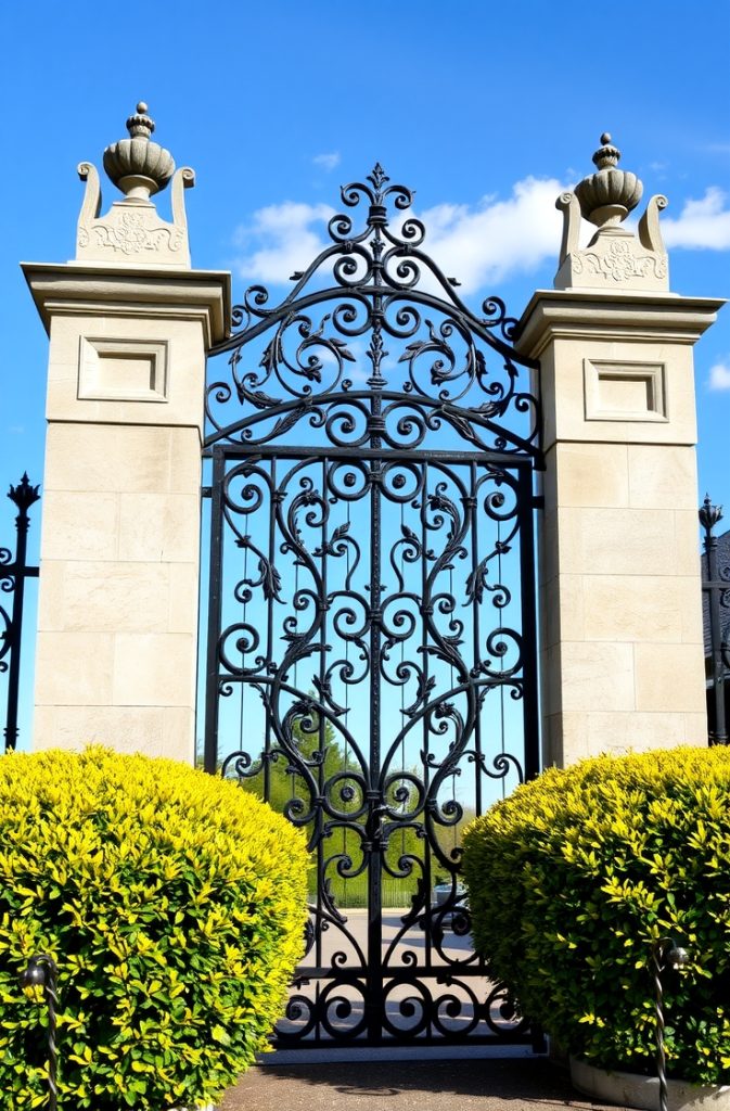 Wrought Iron Gates with Elegant Details