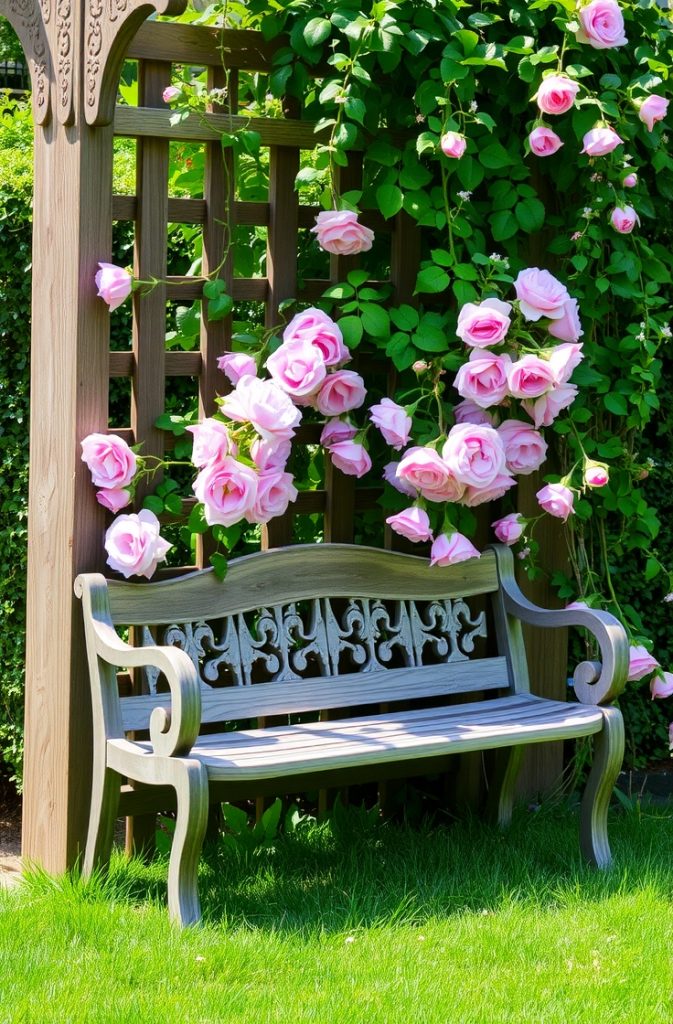 Corner Trellis with Climbing Plants