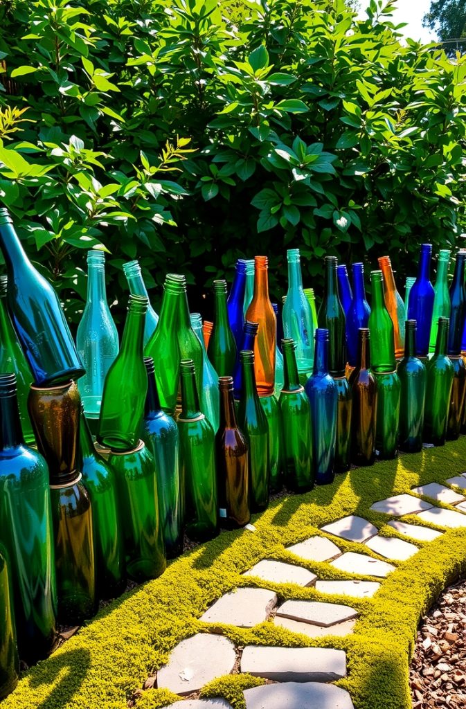 Recycled Bottle Border gardening idea
