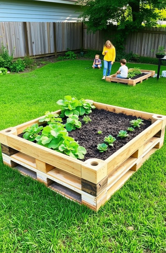 Recycled Pallet Raised Garden Bed